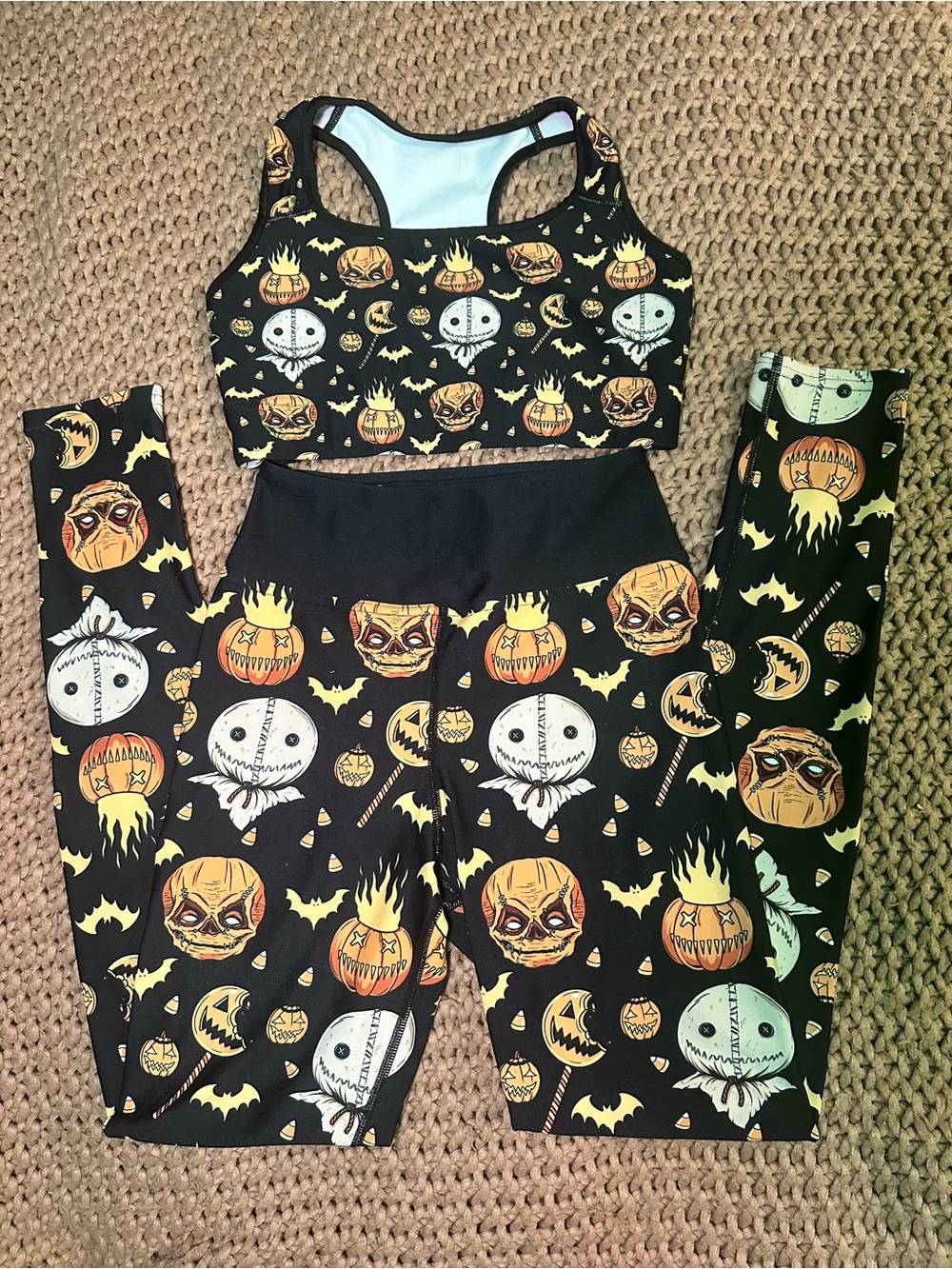 Black Widow Yoga - Sam Trick r treat horror Workout set - Sports Bra & leggings